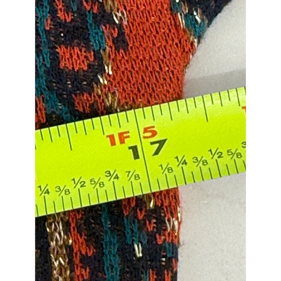 Ruby Rd Womens Paisley Knit Tunic Top Orange Teal Fringe Hem 3/4 Sleeve Sz S - Picture 6 of 10